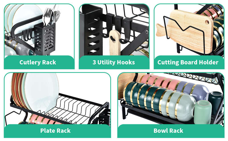 2 Tier Dish Drainer Rack
