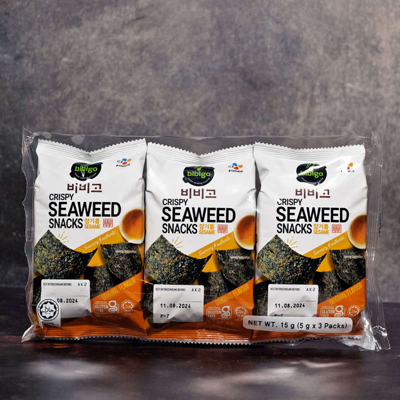 Bibigo Crispy Seaweed Snack Original Sesame Flavour (3 Pack) 15g