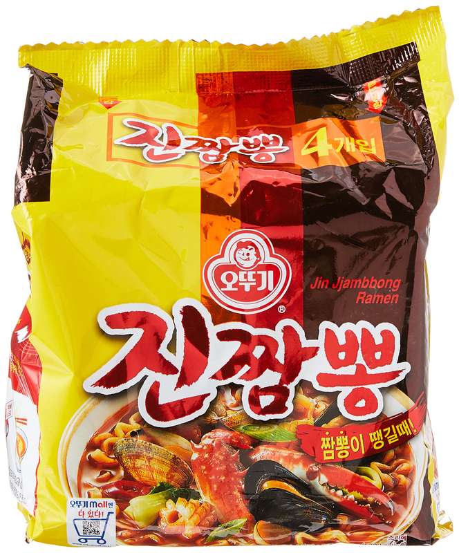 Ottogi Jin Jjambbong Ramen Spicy Seafood Noodles (4 Pack) 520g