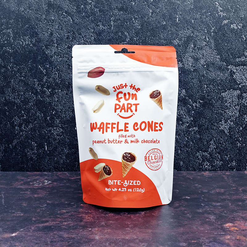Just The Fun Parts Peanut Butter &amp; Milk Chocolate Filled Waffle Cones 120g
