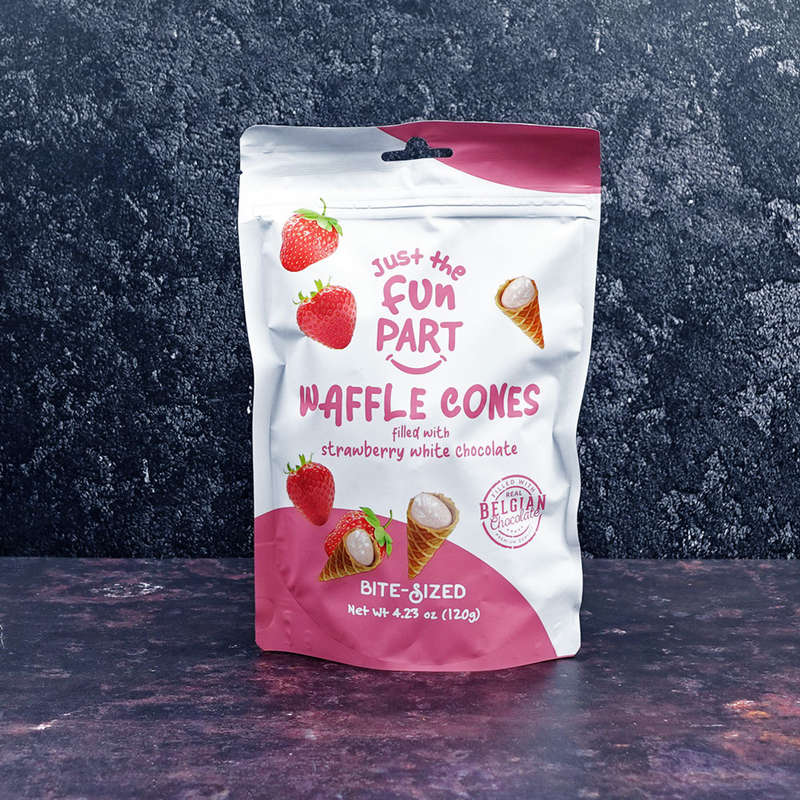 Just the Fun Parts Strawberry White Chocolate Filled Waffle Cones 120g