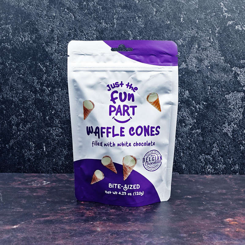 Just the Fun Parts White Chocolate Filled Waffle Cones 120g