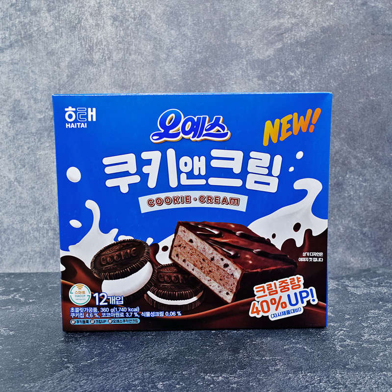 Haitai Oh! Yes Cookie &amp; Cream Chocolate Coated Cake (12 Pack) 360g