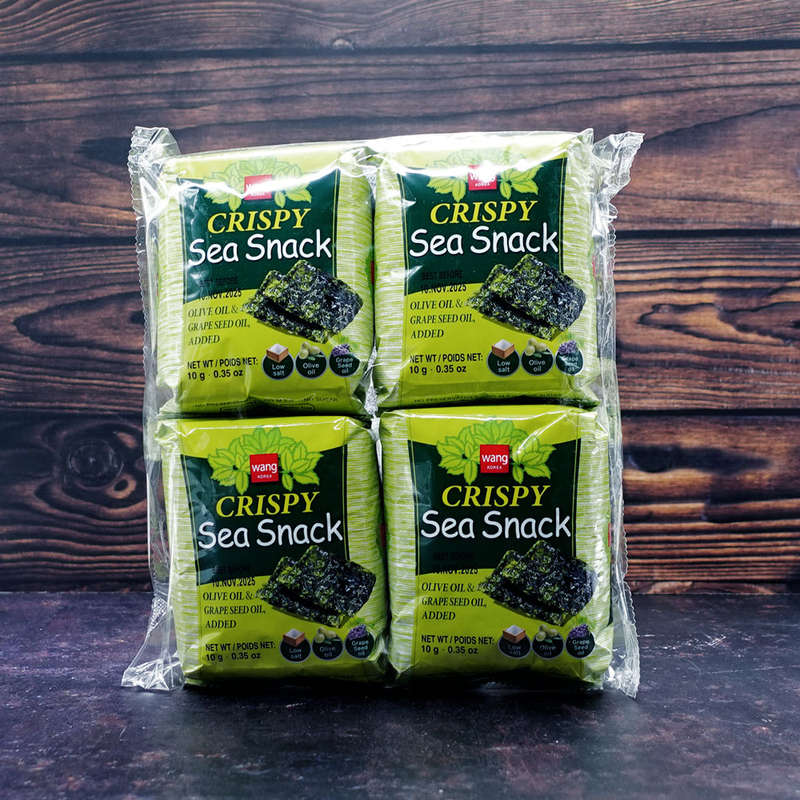 Wang Korea Crispy Seaweed Snack Olive &amp; Grape Seed Oil Flavour (10gX4)