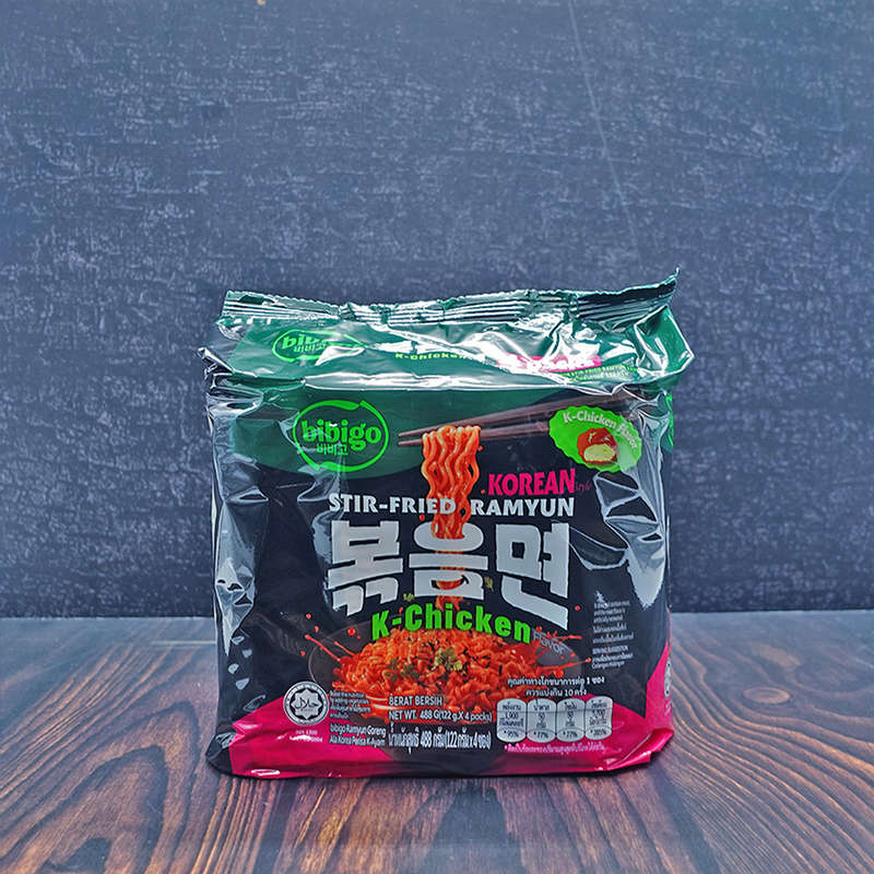 Bibigo Stir-Fried Ramyun K-Chicken Noodles 4 Pack (122g x 4)