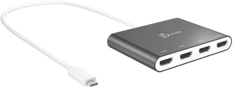 J5 JCA366 USB Type-C To 4-Port HDMI Multi-Monitor Adapter