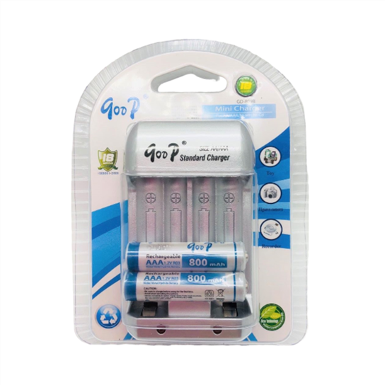 GOOP Mini Charger AA/AAA with 2 x AAA 800mAh Batteries