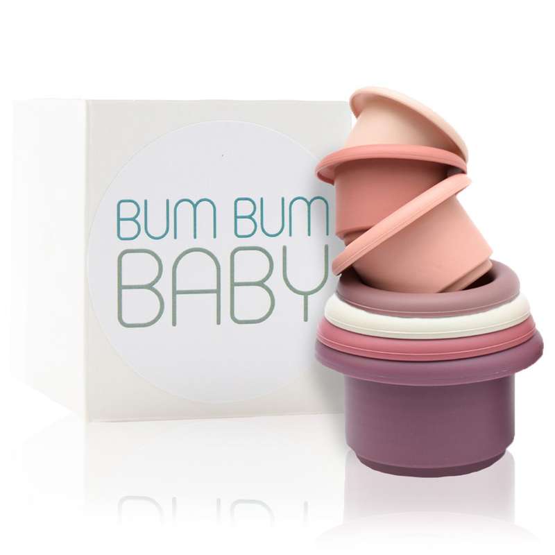 Bum Bum Baby Colourful Silicone Stacking Cups Toys (1 Pack x 7 Cups)