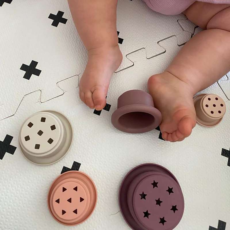 Bum Bum Baby Colourful Silicone Stacking Cups Toys (1 Pack x 7 Cups)