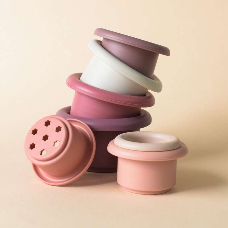Bum Bum Baby Colourful Silicone Stacking Cups Toys (1 Pack x 7 Cups)