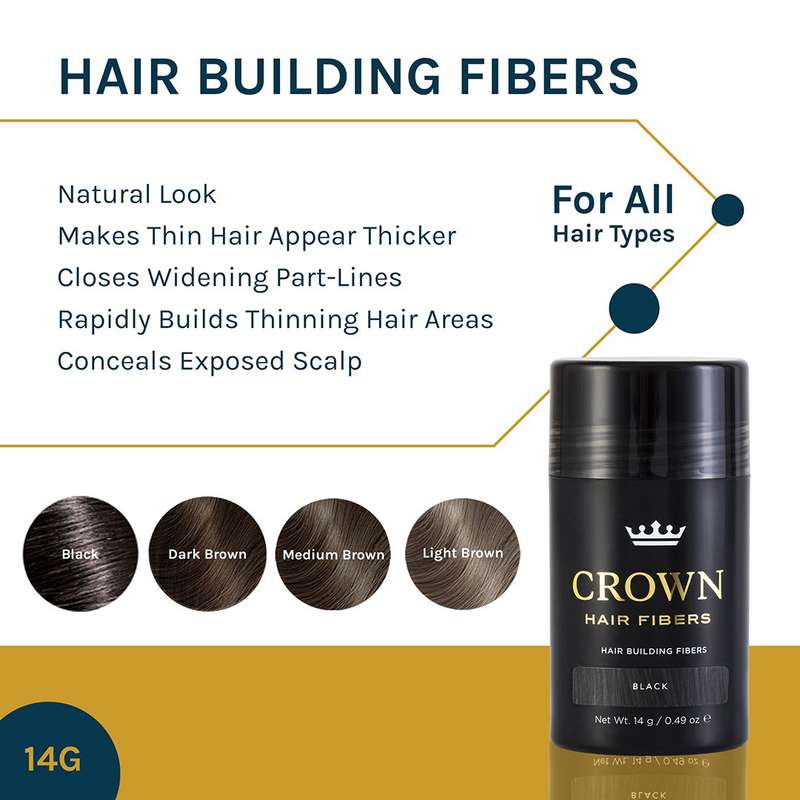CROWN Hair Fibers Hair Loss Concealer  14g  40 Day Supply
