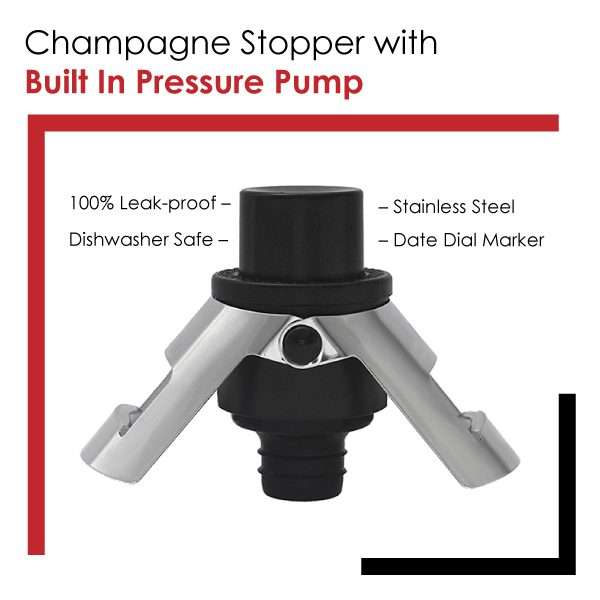 Kitchen Kult Champagne Stopper with Built In Pressure Pump
