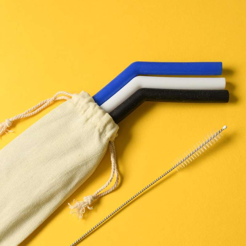 Jungle Reusable Silicone Eco Drinking Straws &amp; Cleaning Brush