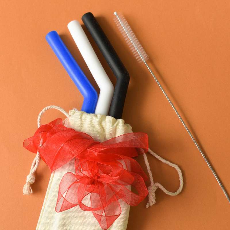 Jungle Reusable Silicone Eco Drinking Straws &amp; Cleaning Brush