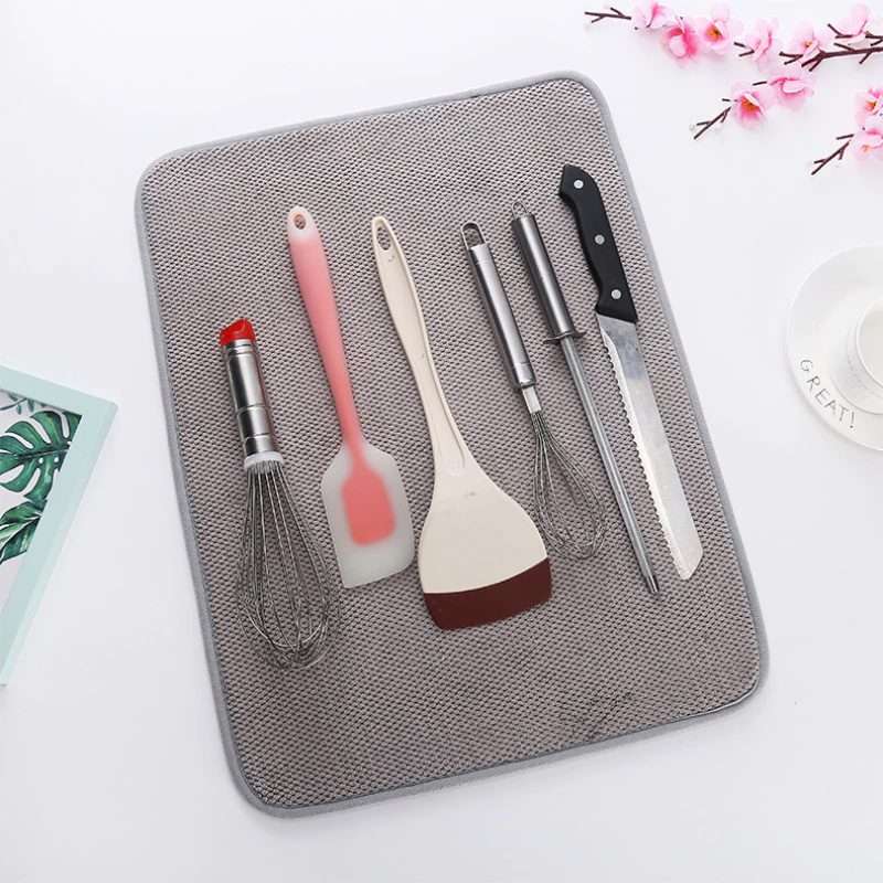 Kitchen Kult Microfiber Ultra Absorbent Dish Drying Mat - Grey