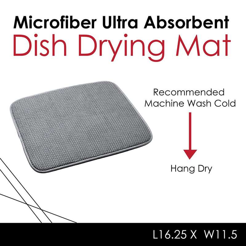 Kitchen Kult Microfiber Ultra Absorbent Dish Drying Mat - Grey