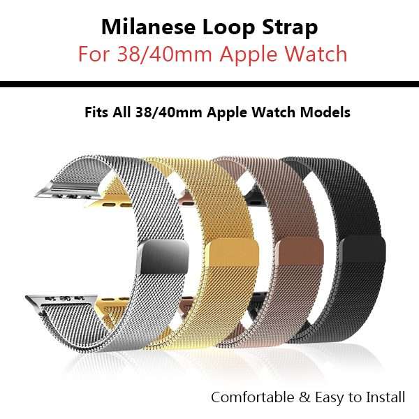 Zonabel 38/40/41mm Apple Watch Replacement Milanese Loop Strap - Rose Gold