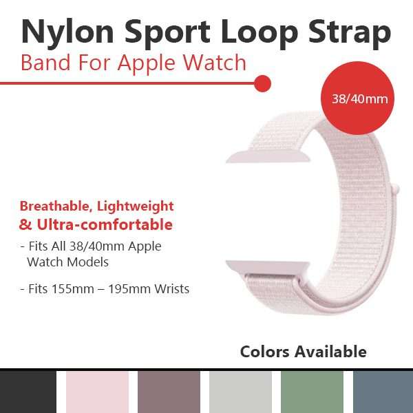 Zonabel 38/40/41mm Apple Watch Replacement Nylon Loop Strap - Rose Pink