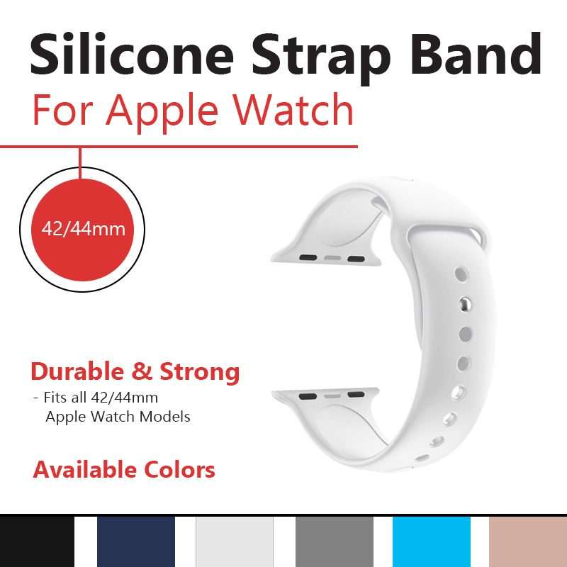 Zonabel 42/44/45mm Apple Watch Replacement Silicone Strap - White