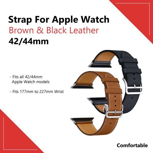 Zonabel 42/44/45mm Apple Watch Leather Replacement Strap - Brown
