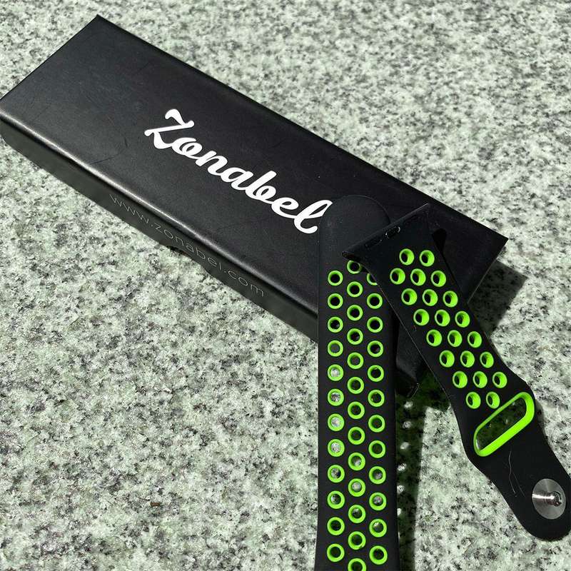 Zonabel 42/44/45mm Apple Watch Replacement Sport Strap - Black &amp; Green