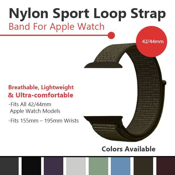 Zonabel 42/44/45mm Apple Watch Replacement Nylon Loop Strap Military Green