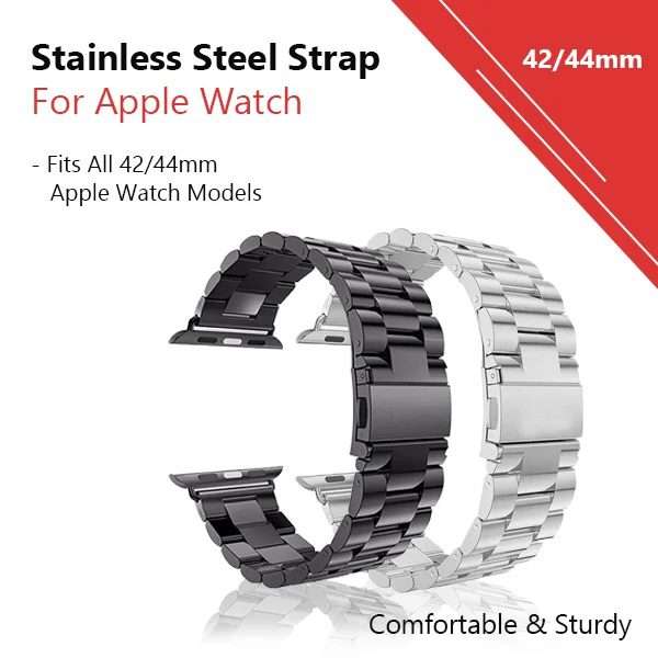 Zonabel 42/44/45mm Apple Watch Replacement Stainless Steel Strap - Black