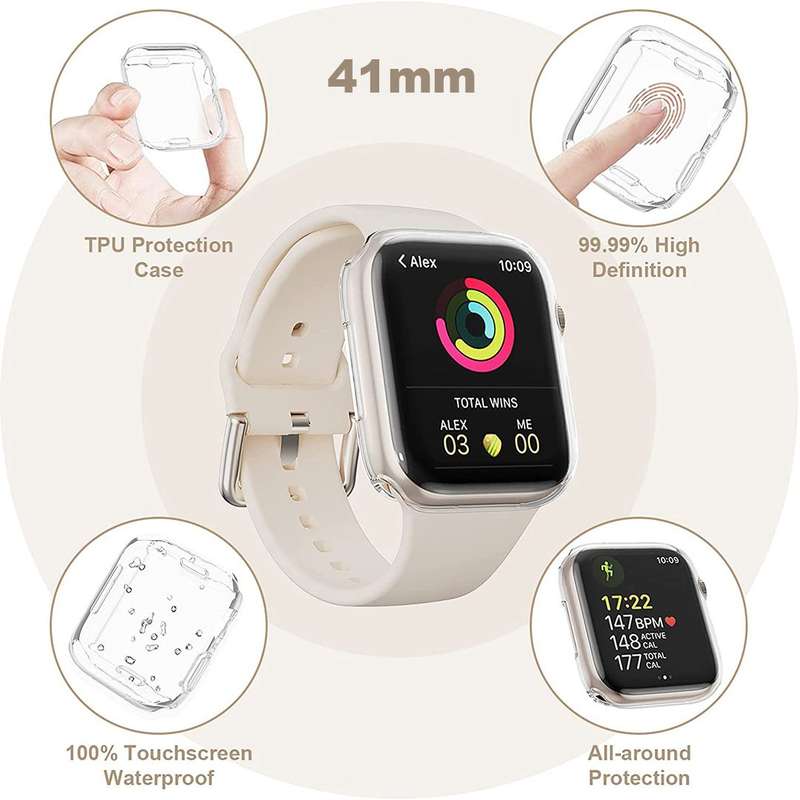 Zonabel Built-in Face Cover TPU Case for Apple Watch - 45mm