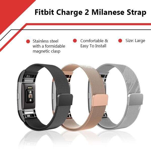 Zonabel Fitbit Charge 2 Milanese Strap (Large)