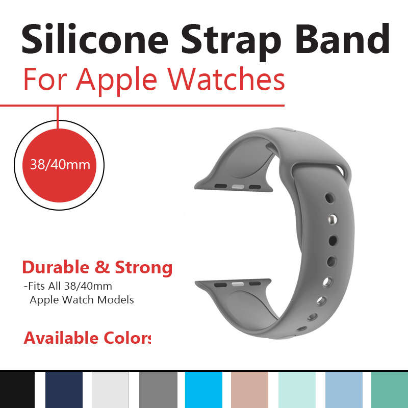 Zonabel 38/40/41mm Apple Watch Replacement Silicone Strap - Grey