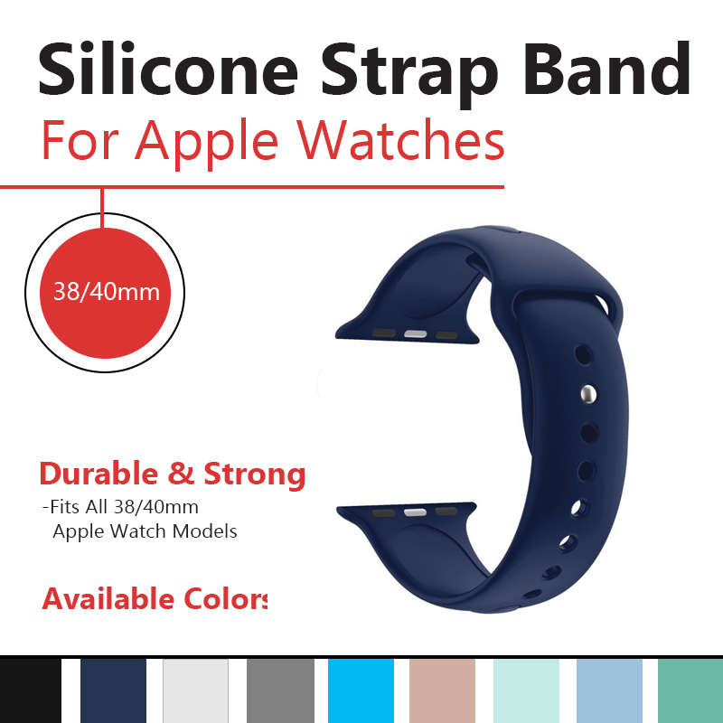 Zonabel 38/40/41mm Apple Watch Replacement Silicone Strap - Navy Blue