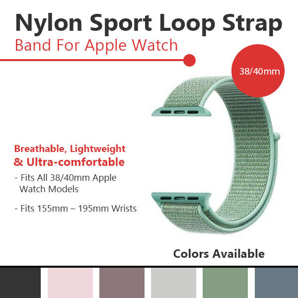 Zonabel 38/40/41mm Apple Watch Replacement Nylon Loop Strap - Marine Green
