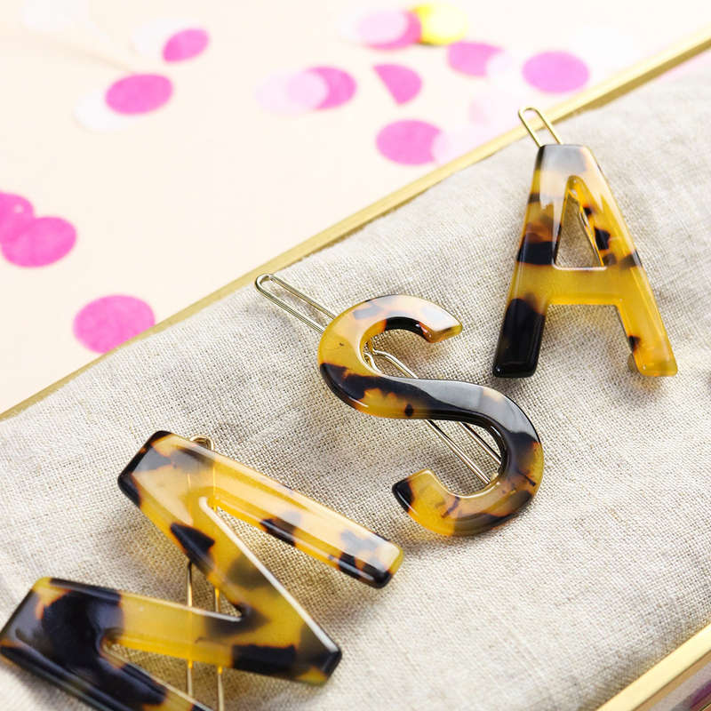 Nordik Beauty Personalized Tortoise shell Initial Hair Clip - A