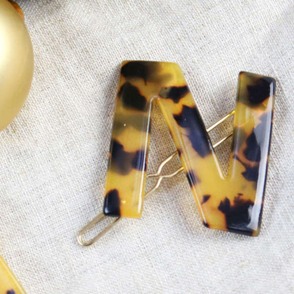 Nordik Beauty Personalized Tortoise shell Initial Hair Clip - N