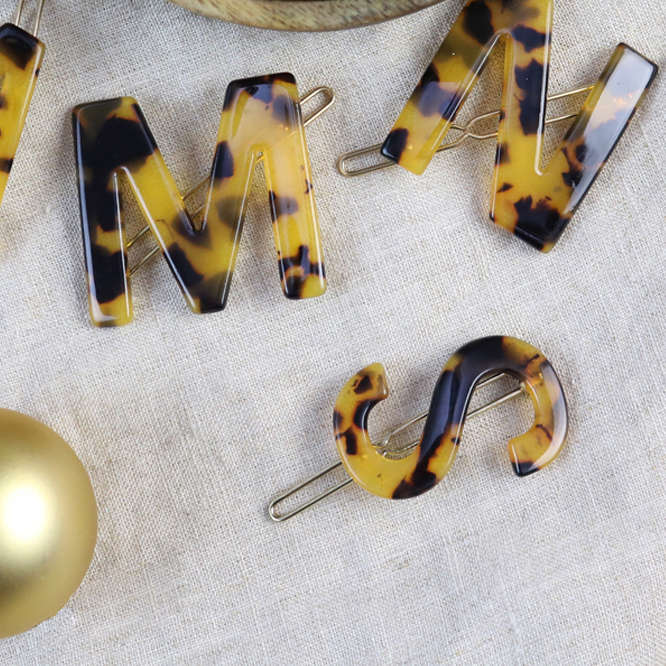 Nordik Beauty Personalized Tortoise shell Initial Hair Clip - S