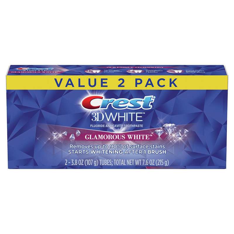 Crest 3D White, Whitening Toothpaste Glamorous White (2 Pack)