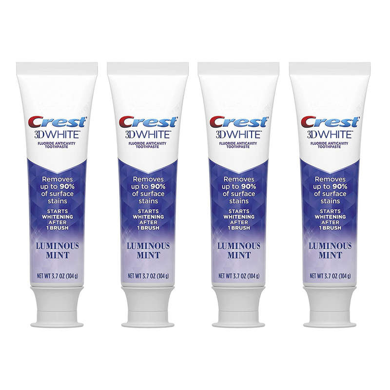 Crest 3D White Luminous Mint Whitening Toothpaste - 104g (Pack of 4)