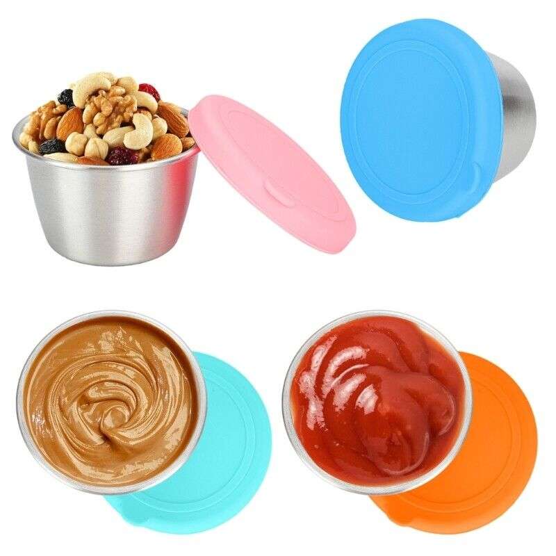 Kitchen Kult Stainless Steel Snack and Sauce Containers with Lids - 6 Pack