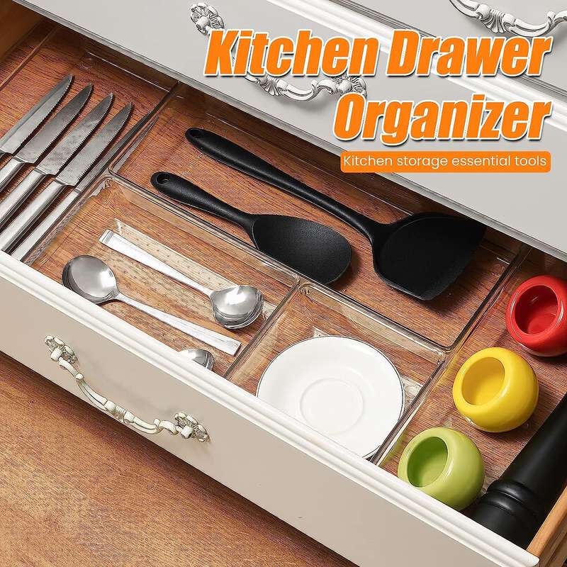 Home Guru Clear Plastic Drawer Organiser Set - 4 Pack