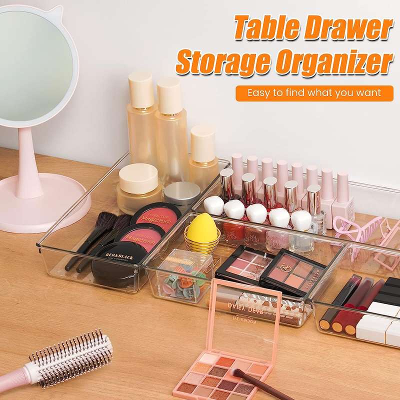 Home Guru Clear Plastic Drawer Organiser Set - 4 Pack