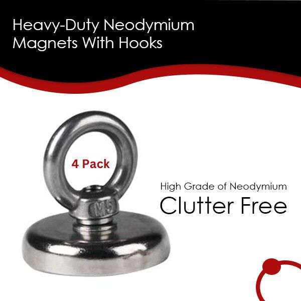 Kitchen Kult Heavy Duty Multi-Use Magnets With Hooks - 4 Pack