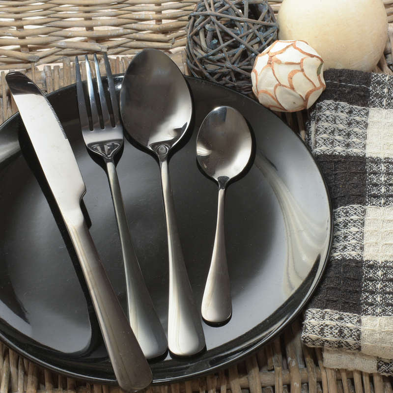 Kitchen Kult Black Stainless Steel Cutlery Set -24 Piece