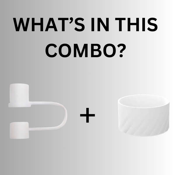 Tumbler Accessory Set - Protective Silicone Boot & Straw Cover - White