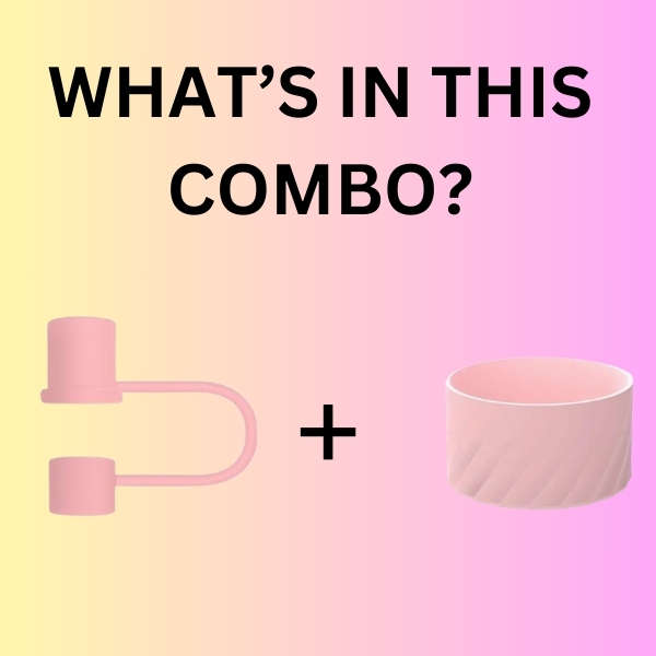 Tumbler Accessory Set - Protective Silicone Boot & Straw Cover - Pink