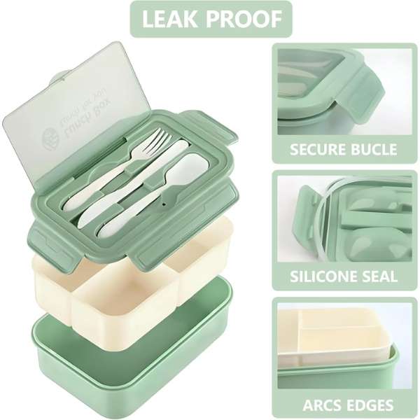 Bento Lunch Box with Fork, Knife and Spoon