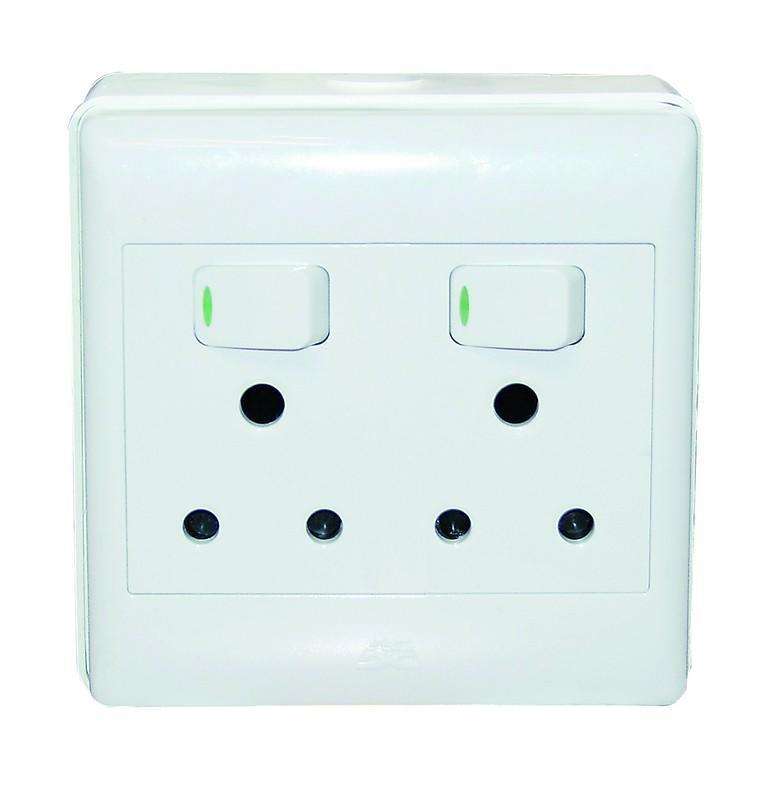 Wall mounted socket 100x100mm 2x3pin