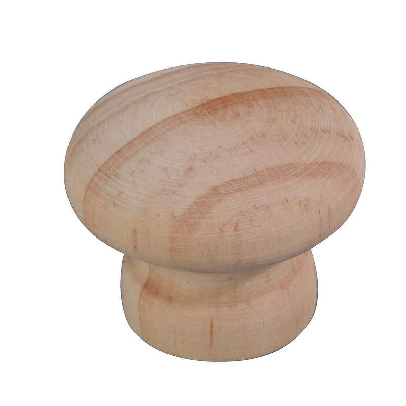 KNOB WOODEN FLAT DOME 30MM