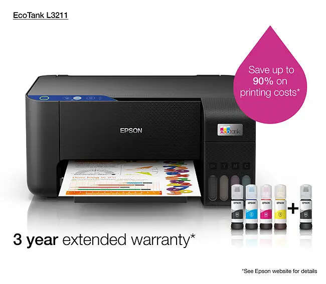 New Epson Eco tank L3211 3-in-1 Printer -  Borderless Printer