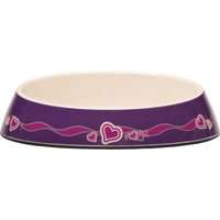 Rogz Bowlz Fishcake Cat Bowl - 200ml (Purple Hearts Design)
