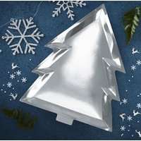 Silver Christmas Foiled Tree Paper Plate (Pack of 6)